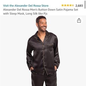 Men’s Black Silk Christmas Pajamas